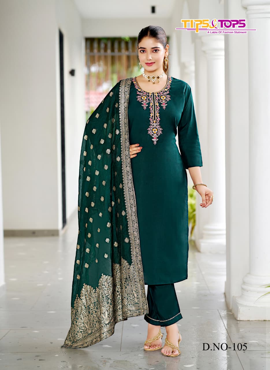 Maahi Tips Tops Roman Silk Readymade Pant Style Suits Wholesaler Ahmedabad