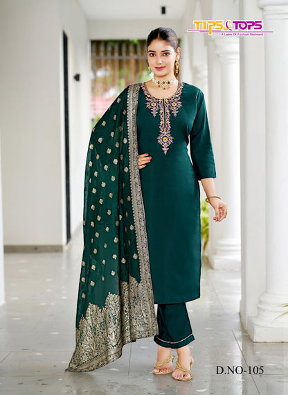 Maahi Tips Tops Roman Silk Readymade Pant Style Suits Wholesaler Ahmedabad