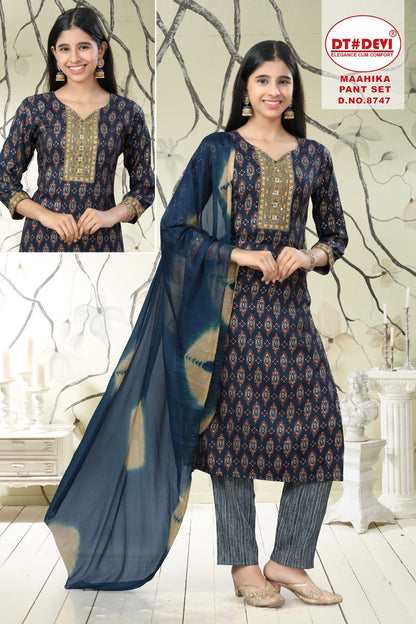 Maahika 8747 Dt Devi Capsule Girls Readymade Pant Suits Wholesale Price