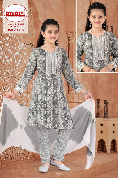 Maansu Vol 2 8749 Dt Devi Capsule Girls Readymade Pant Suits Exporter India