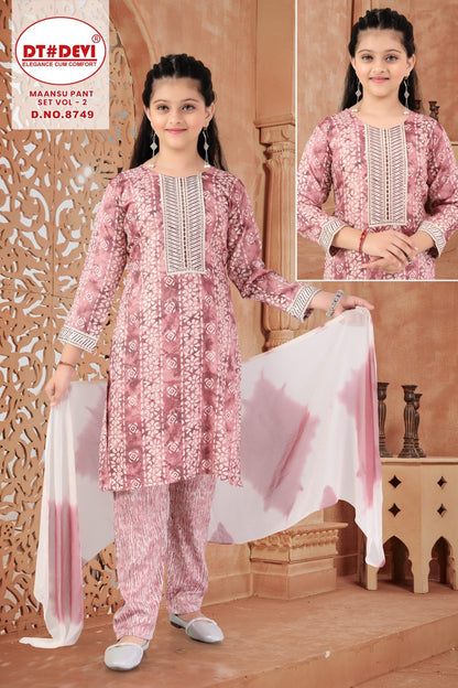 Maansu Vol 2 8749 Dt Devi Capsule Girls Readymade Pant Suits Exporter India