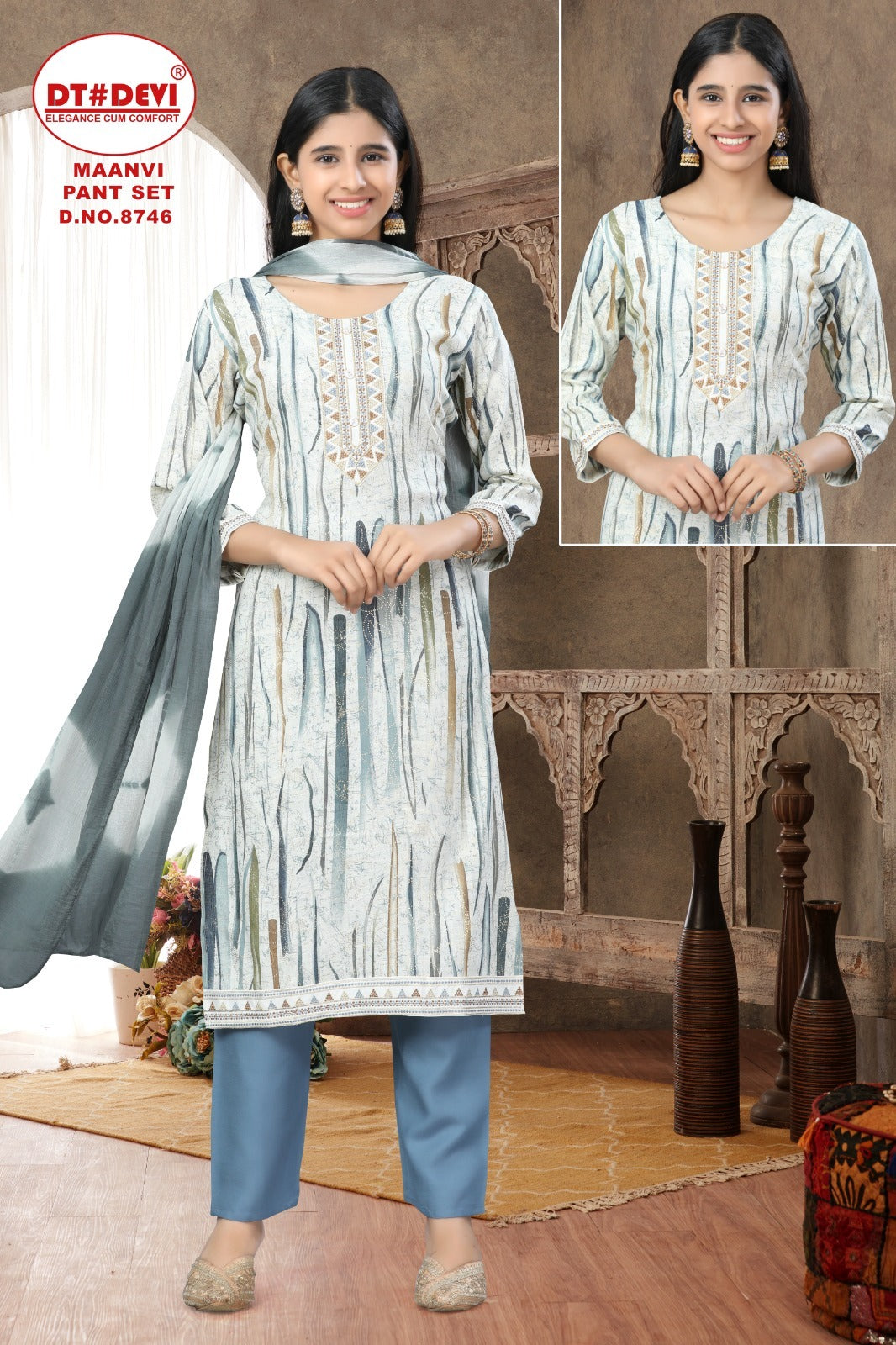 Maanvi 8746 Dt Devi Capsule Girls Readymade Pant Suits Manufacturer
