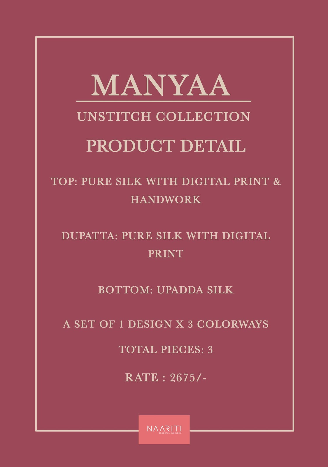 Maanya Naariti Pure Silk Pant Style Suits Manufacturer India