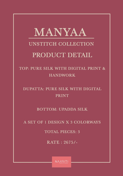 Maanya Naariti Pure Silk Pant Style Suits Manufacturer India