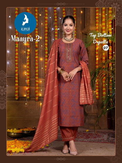 Maayra 2 Kaya Roman Silk Readymade Pant Style Suits Wholesale Price