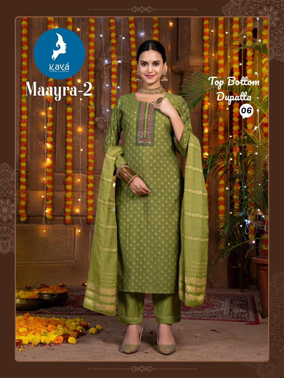 Maayra 2 Kaya Roman Silk Readymade Pant Style Suits Wholesale Price