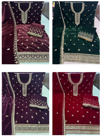 Madam Nayandeep Velvet Suits Wholesale Rate