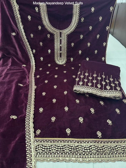 Madam Nayandeep Velvet Suits Wholesale Rate