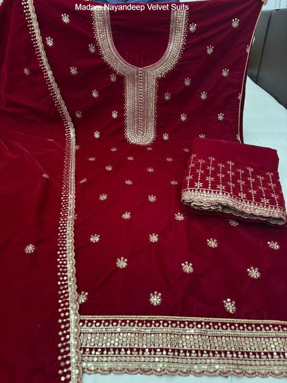 Madam Nayandeep Velvet Suits Wholesale Rate