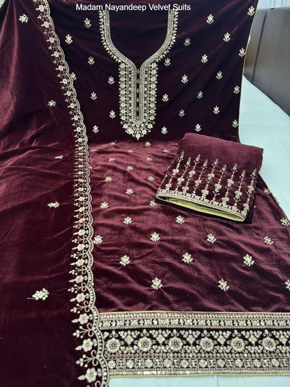 Madam Nayandeep Velvet Suits Wholesale Rate