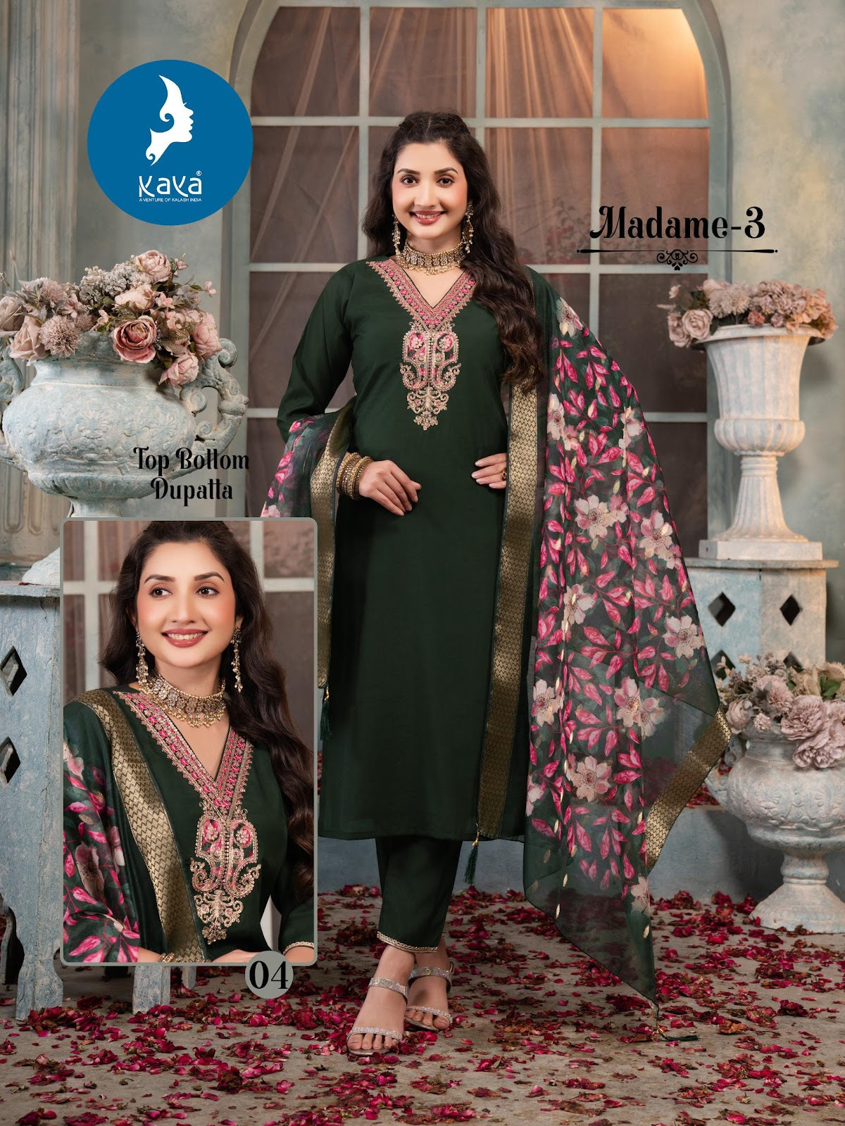 Madame 3 Kaya Roman Silk Readymade Pant Style Suits Manufacturer