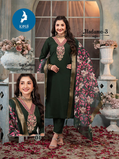 Madame 3 Kaya Roman Silk Readymade Pant Style Suits Manufacturer