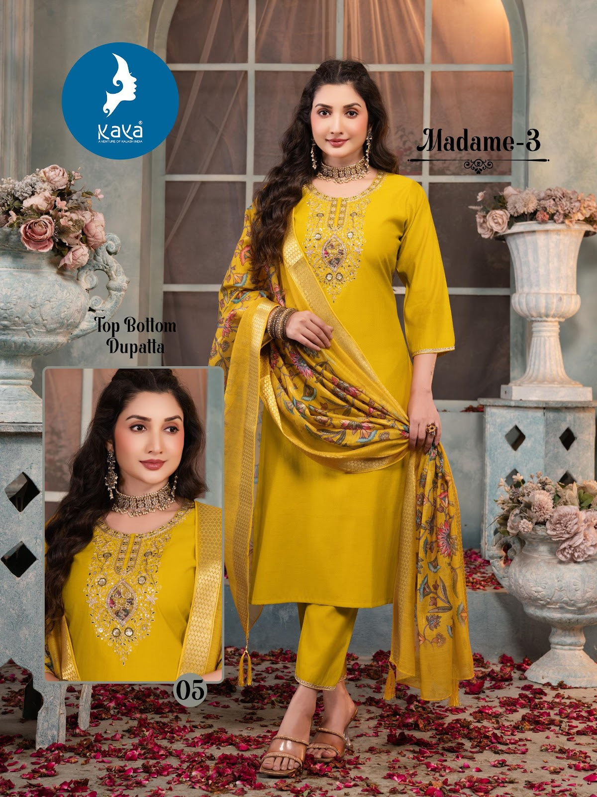 Madame 3 Kaya Roman Silk Readymade Pant Style Suits Manufacturer
