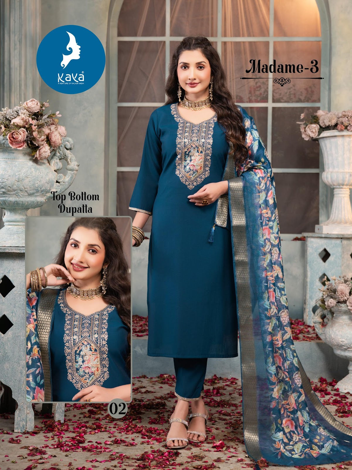 Madame 3 Kaya Roman Silk Readymade Pant Style Suits Manufacturer