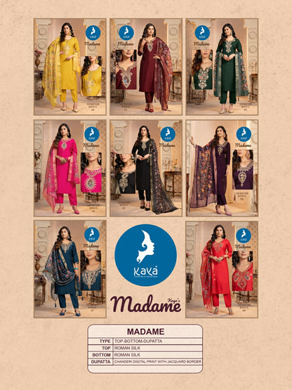 Madame Kaya Roman Silk Readymade Pant Style Suits Supplier India