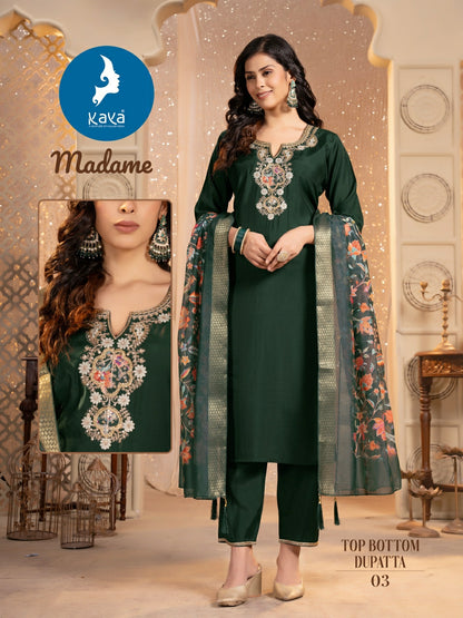 Madame Kaya Roman Silk Readymade Pant Style Suits Supplier India