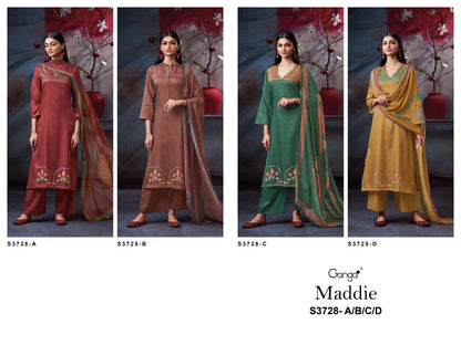 Maddie 3728 Ganga Cotton Satin Plazzo Style Suits Manufacturer