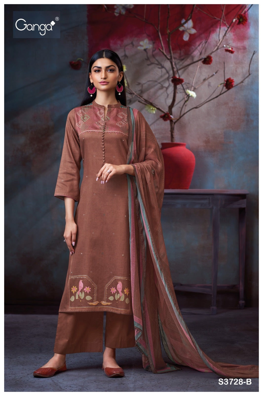 Maddie 3728 Ganga Cotton Satin Plazzo Style Suits Manufacturer