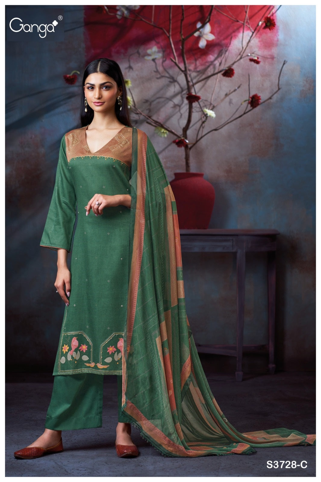 Maddie 3728 Ganga Cotton Satin Plazzo Style Suits Manufacturer