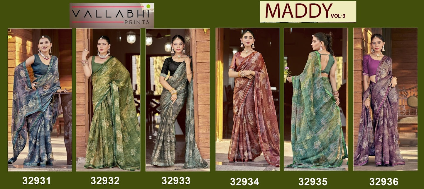 Maddy 3 Vallabhi Prints Georgette Sarees Exporter