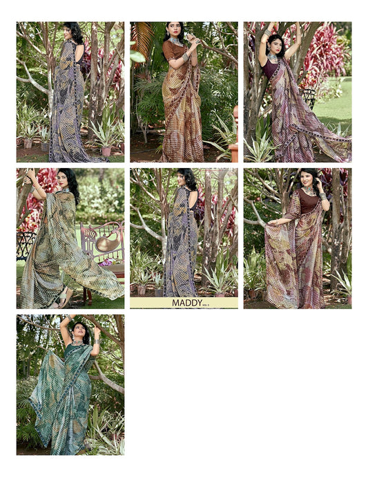 Maddy 5 Vallabhi Prints Georgette Sarees Exporter India