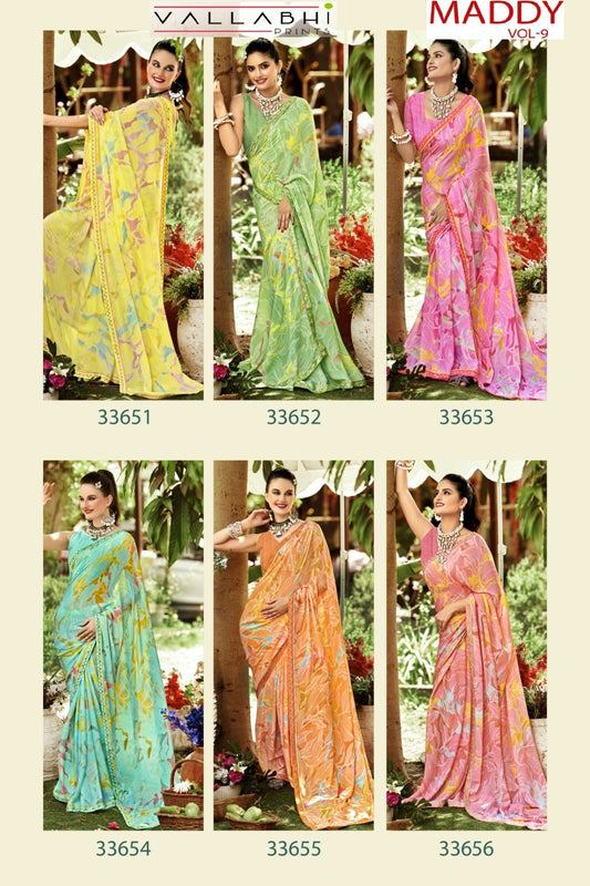 Maddy Vol 9 Vallabhi Prints Moss Sarees Wholesale Rate