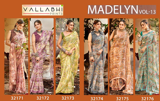 Madelyn Vol 13 Vallabhi Prints Georgette Sarees Exporter Gujarat