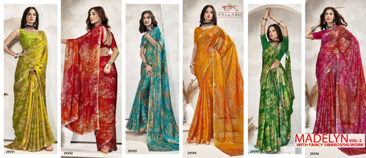 Madelyn Vol 2 Vallabhi Prints Chiffon Sarees Manufacturer Ahmedabad