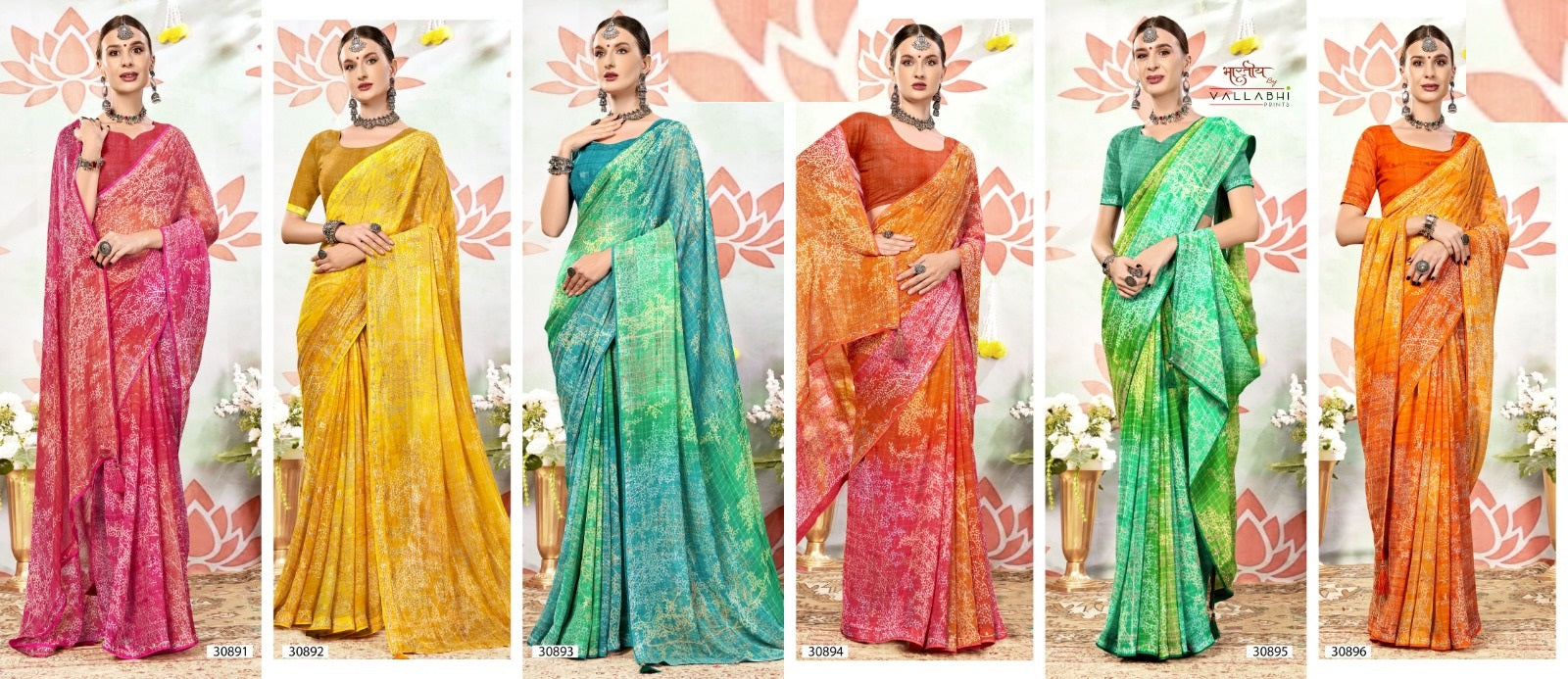 Madelyn Vol 8 Vallabhi Prints Chiffon Sarees Wholesaler