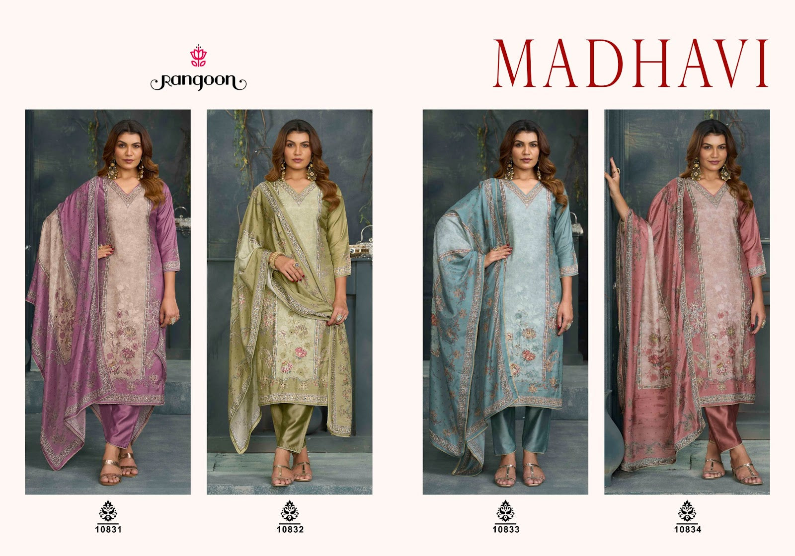 Madhavi Rangoon Muslin Readymade Pant Style Suits Exporter Ahmedabad