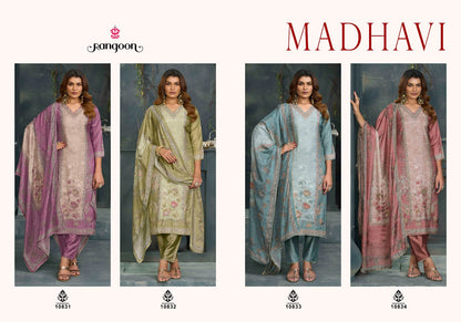Madhavi Rangoon Muslin Readymade Pant Style Suits Exporter Ahmedabad