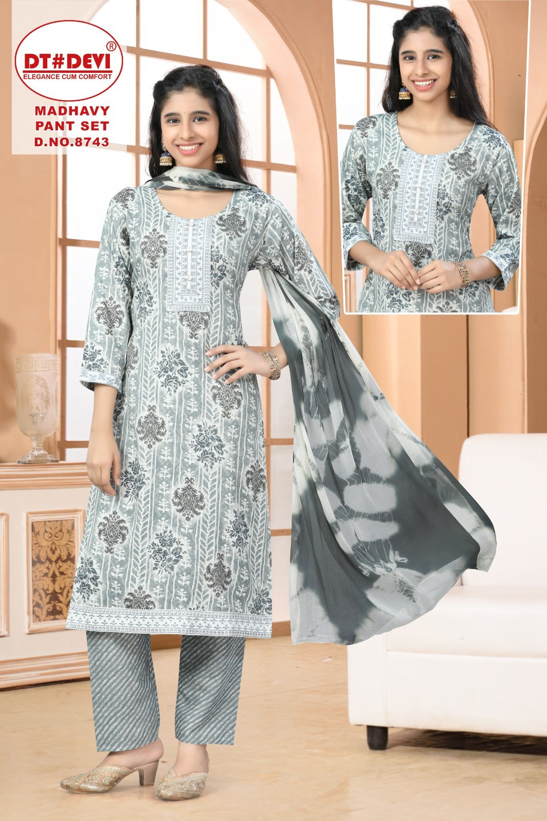 Madhavy 8743 Dt Devi Capsule Girls Readymade Pant Suits Supplier