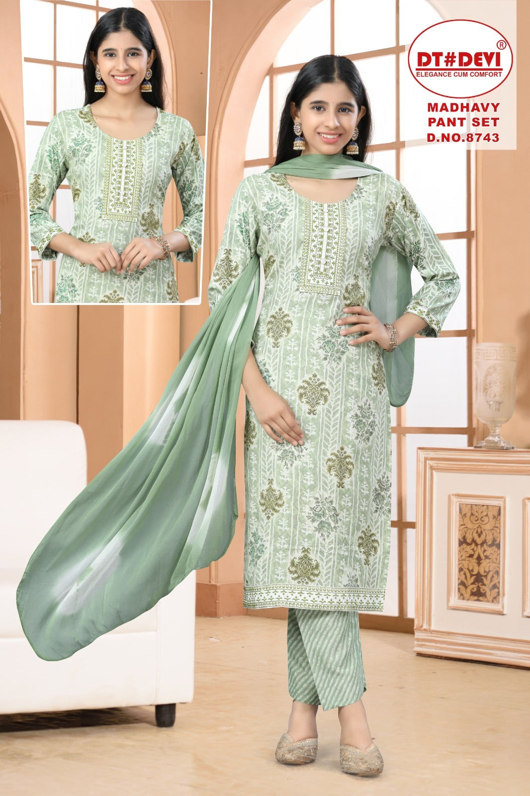 Madhavy 8743 Dt Devi Capsule Girls Readymade Pant Suits Supplier