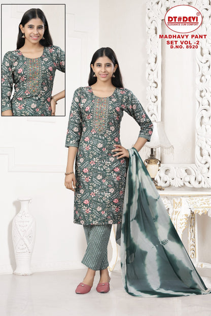Madhavy Vol 2 8920 Dt Devi Rayon Girls Readymade Pant Suits Manufacturer Ahmedabad