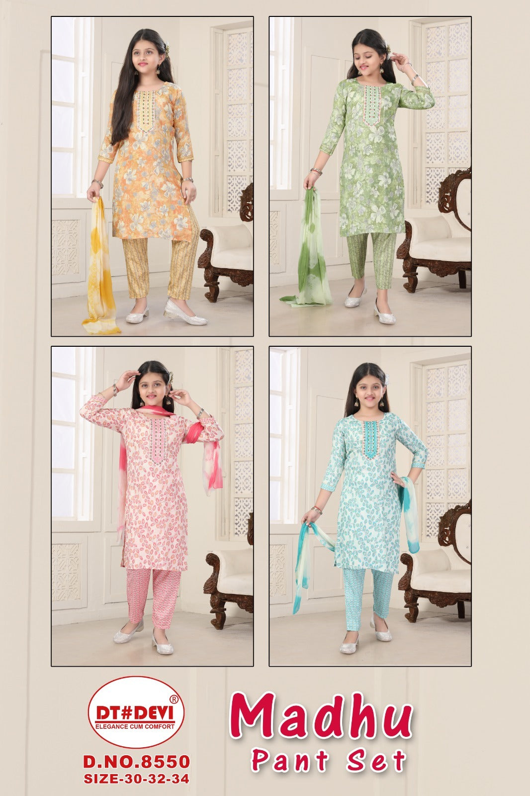 Madhu 8550 Dt Devi Capsule Girls Readymade Pant Suits Manufacturer