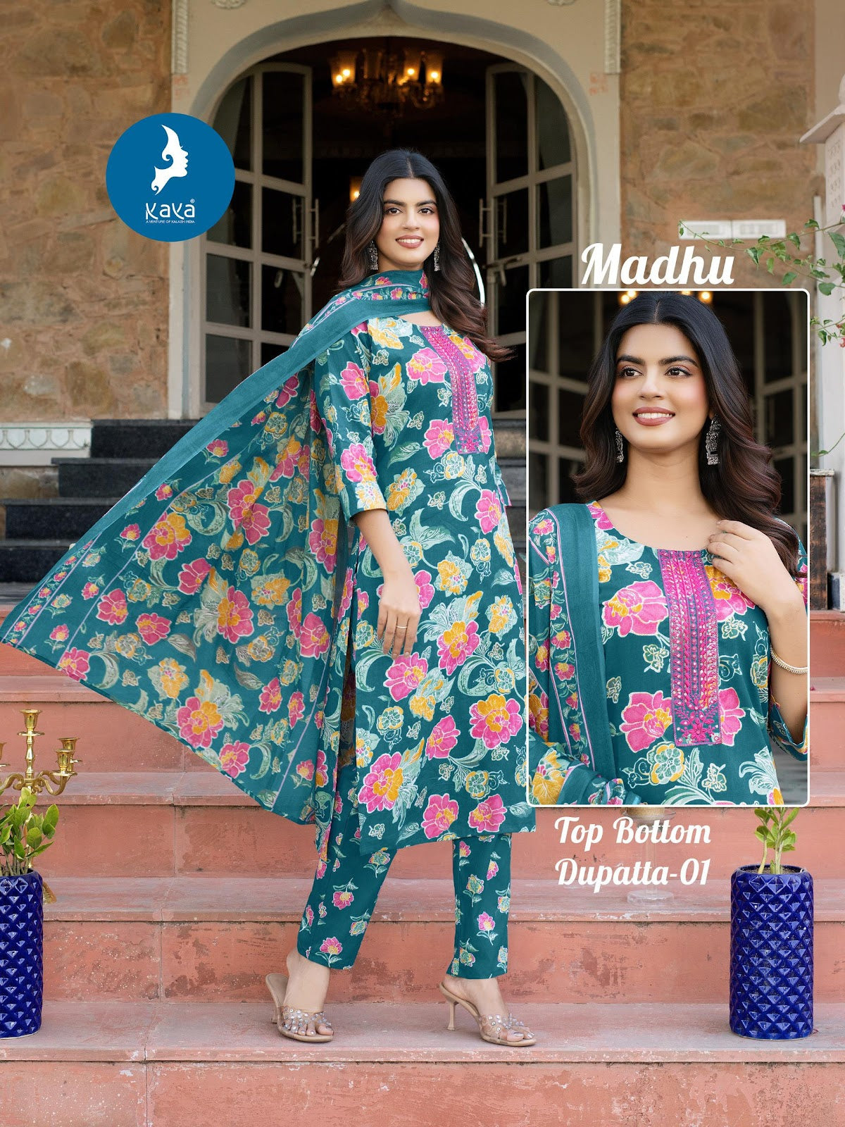 Madhu Kaya Readymade Cotton Pant Suits Wholesale Rate