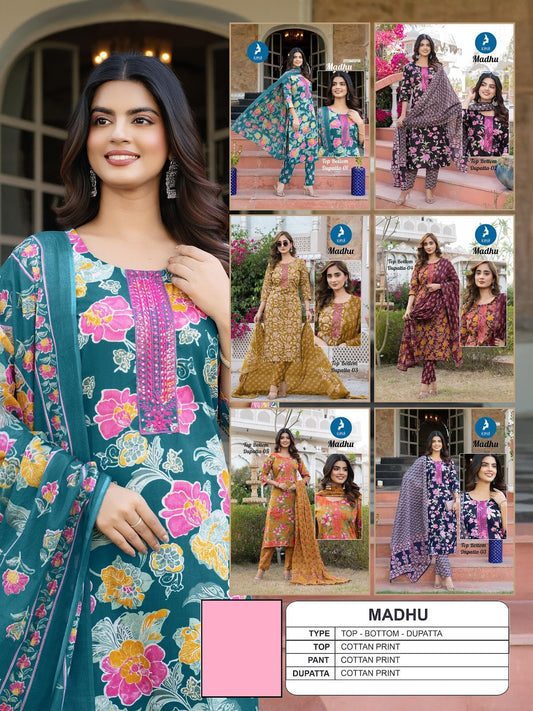Madhu Kaya Readymade Cotton Pant Suits Wholesale Rate