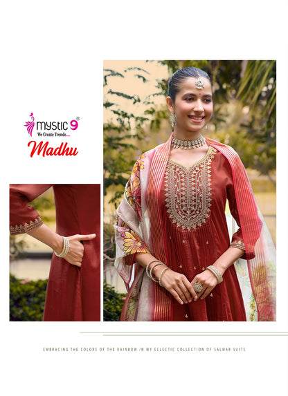 Madhu Vol 1 Rakshabandhan Special Mystic 9 Chanderi Readymade Anarkali Suits Wholesaler India