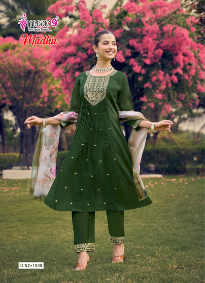 Madhu Vol 1 Rakshabandhan Special Mystic 9 Chanderi Readymade Anarkali Suits Wholesaler India