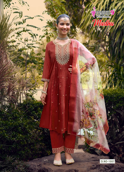 Madhu Vol 1 Rakshabandhan Special Mystic 9 Chanderi Readymade Anarkali Suits Wholesaler India