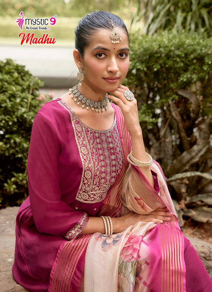 Madhu Vol 1 Rakshabandhan Special Mystic 9 Chanderi Readymade Anarkali Suits Wholesaler India