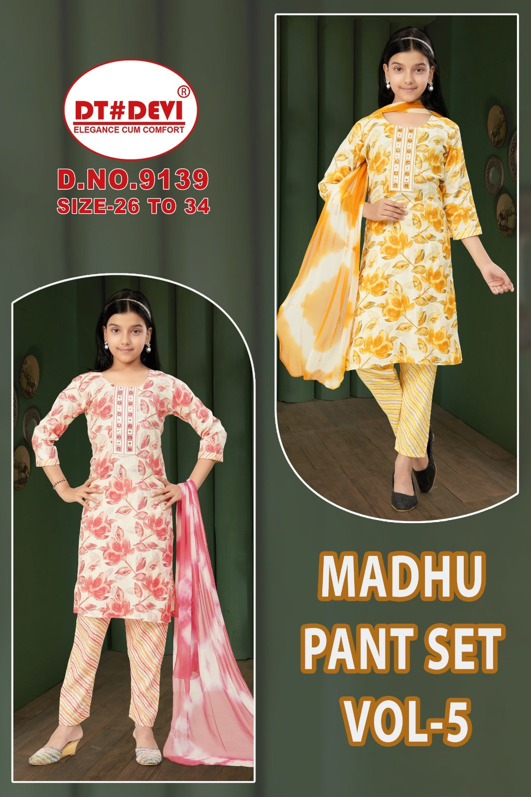 Madhu Vol 5 Dn 9139 Dt Devi Capsule Girls Readymade Pant Suits Supplier Gujarat