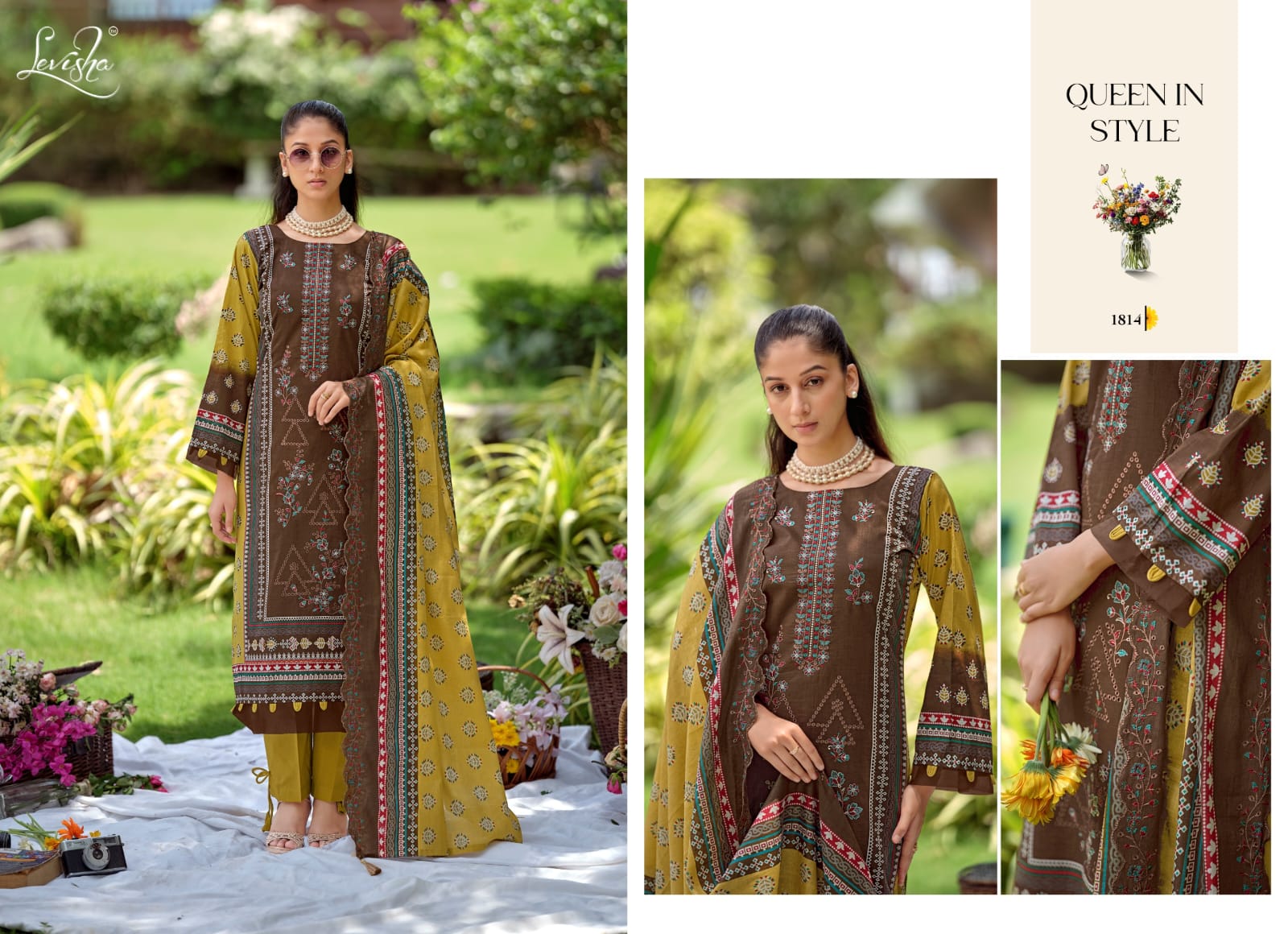 Madhubala 18 Levisha Lawn Cotton Karachi Salwar Suits Manufacturer Gujarat