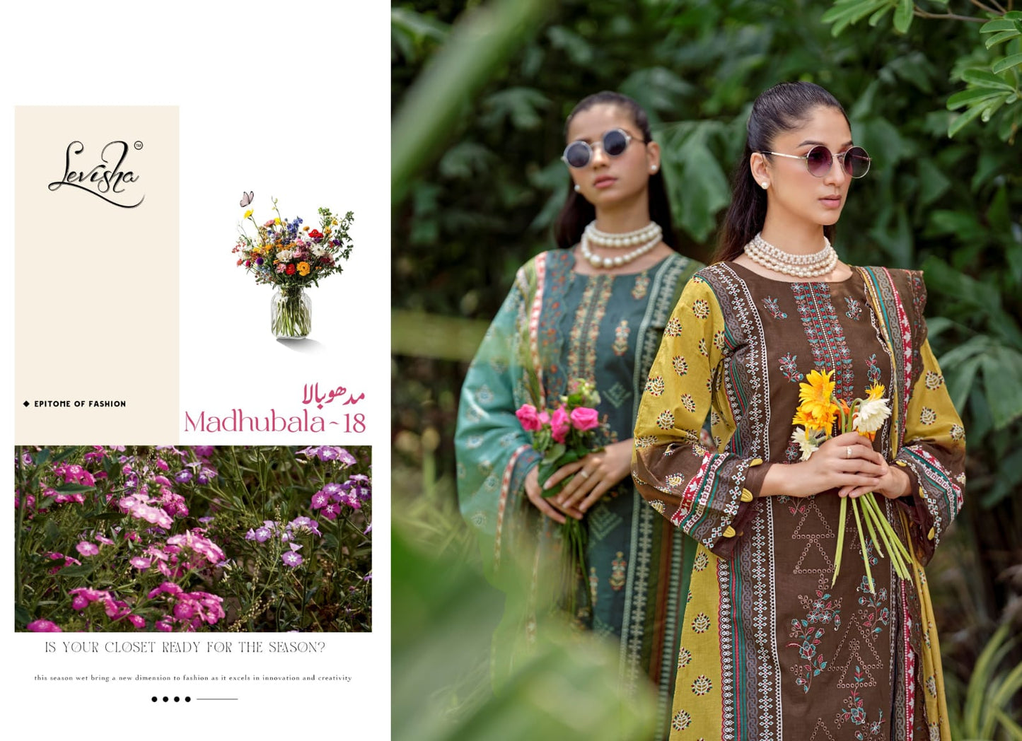 Madhubala 18 Levisha Lawn Cotton Karachi Salwar Suits Manufacturer Gujarat