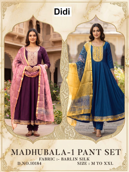 Madhubala 1 Dn 10184 Didi Berlin Silk Readymade Anarkali Suits Exporter India