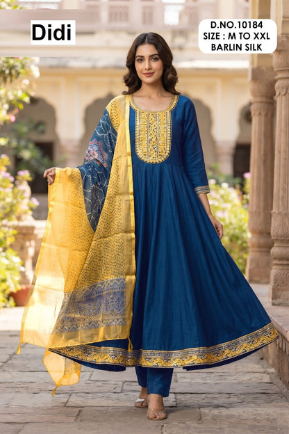 Madhubala 1 Dn 10184 Didi Berlin Silk Readymade Anarkali Suits Exporter India