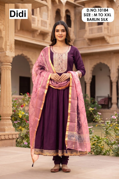 Madhubala 1 Dn 10184 Didi Berlin Silk Readymade Anarkali Suits Exporter India