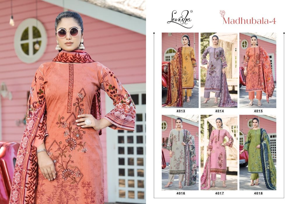 Madhubala 4 Levisha Lawn Cotton Karachi Salwar Suits Wholesaler
