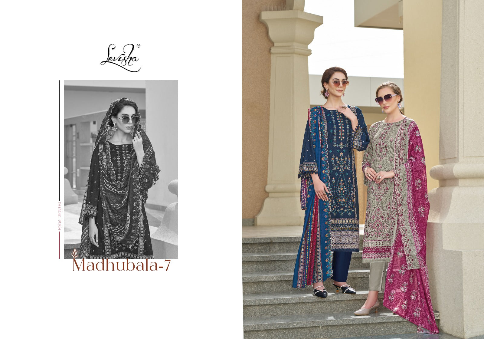 Madhubala 7 Levisha Cambric Lawn Karachi Salwar Suits Wholesaler India