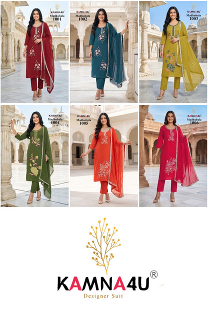 Madhubala Kamna4U Chanderi Readymade Pant Style Suits Wholesale Price